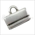 10mm flat RECTANGLE LOOP end ANT SILVER - 10 pcs