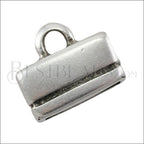 10mm flat RECTANGLE LOOP end ANT SILVER - 10 pcs