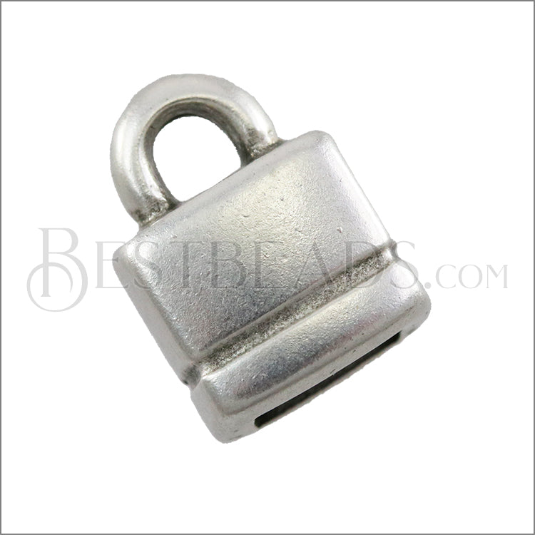 5mm flat SQUARE LOOP end ANT SILVER - 10 pcs
