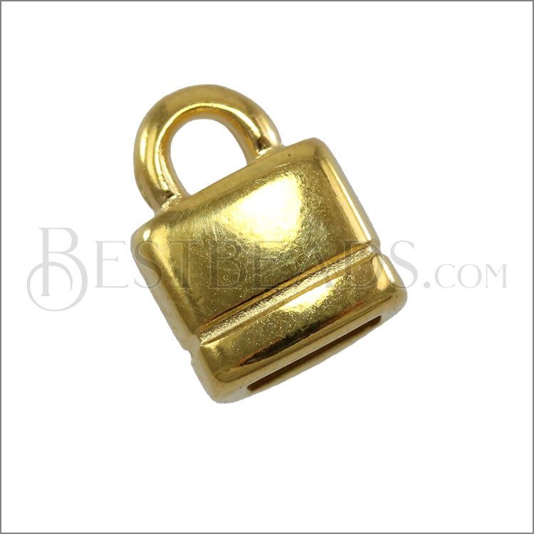 5mm flat SQUARE LOOP end SHINY GOLD - 10 pcs