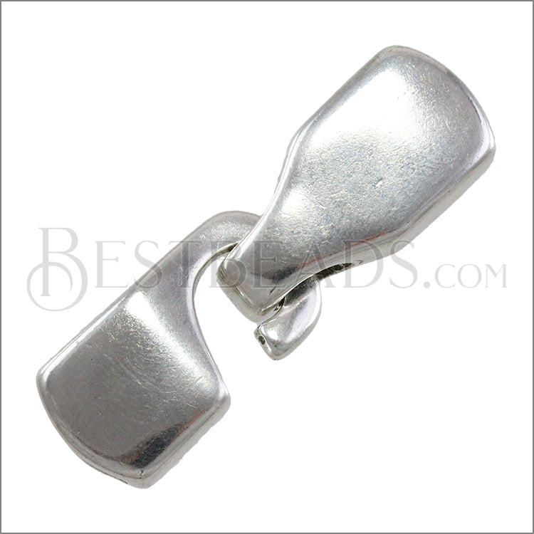 10mm flat HOOK clasp ANT SILVER - 10 clasps