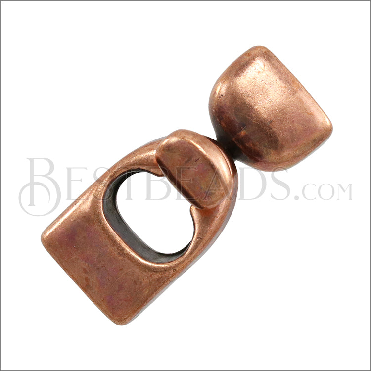 10mm flat KEY HOLE clasp ANT COPPER - 10 clasps