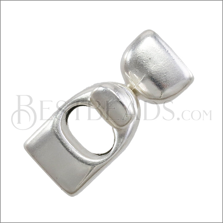 10mm flat KEY HOLE clasp ANT SILVER - 5 clasps