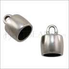 10mm round LOOP END clasp ANT SILVER - 10 pcs