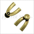 5mm flat WISHBONE DISC clasp ANT BRASS - 10 pcs