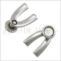 5mm flat WISHBONE CABOCHON clasp ANT SILVER - 10 pcs