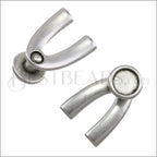 5mm flat WISHBONE CABOCHON clasp ANT SILVER - 10 pcs