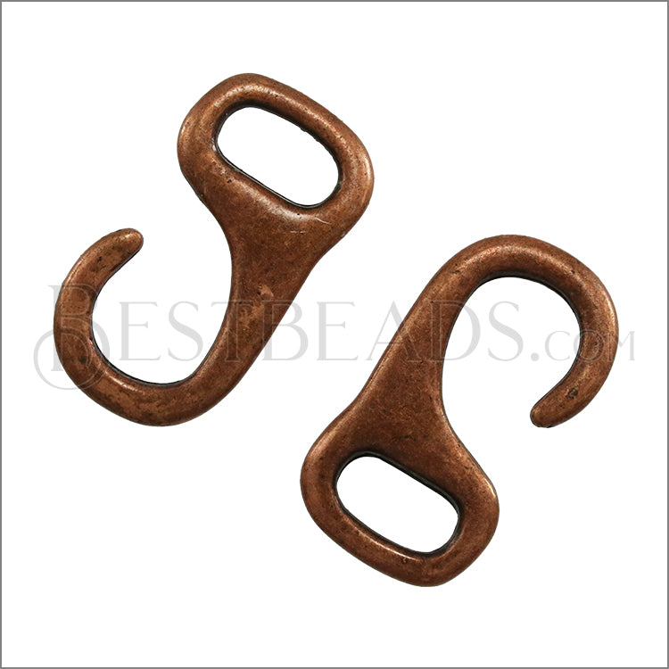 Multi J HOOK connector clasp ANT COPPER - 10 pcs