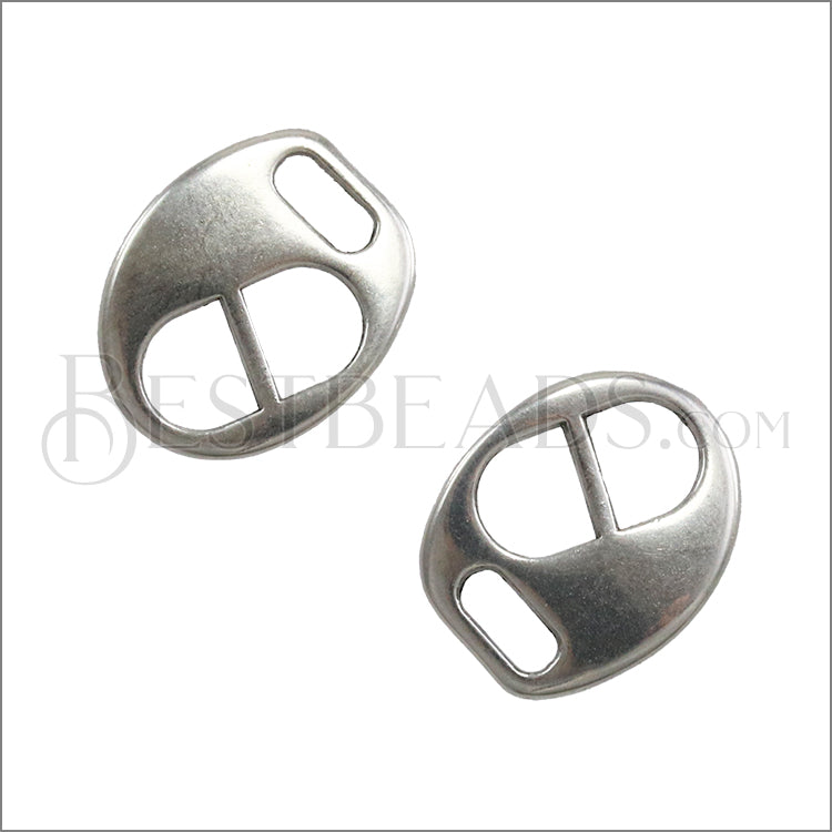 5mm flat SLIDE connector clasp ANT SILVER - 10 pcs