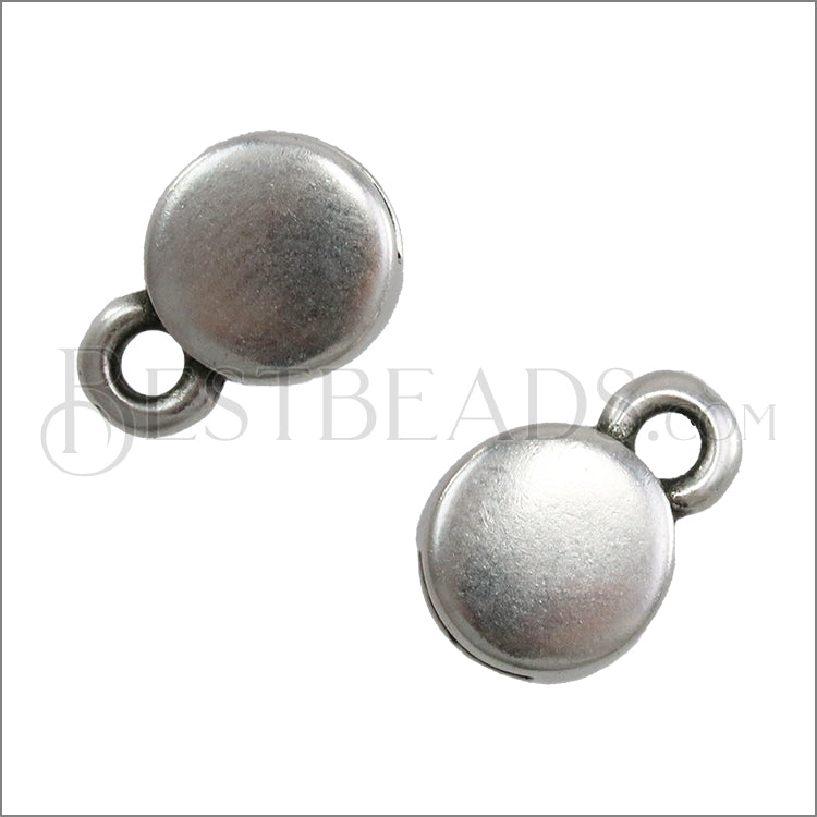 5mm flat CIRCLE end cap ANT SILVER - 10 pcs