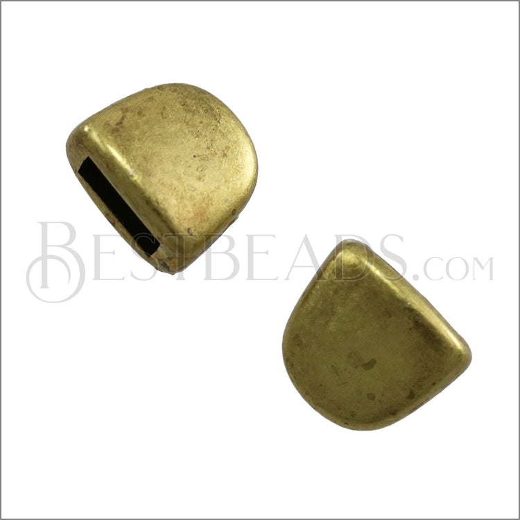 5mm flat PLAIN end cap ANT BRASS - 10 pcs