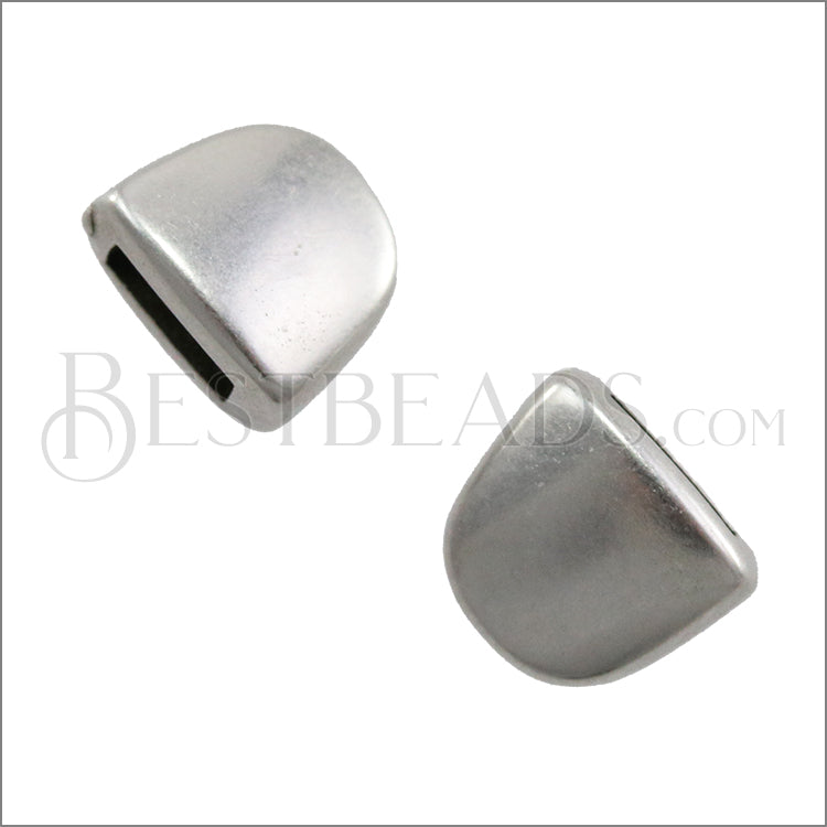 5mm flat PLAIN end cap ANT SILVER - 10 pcs