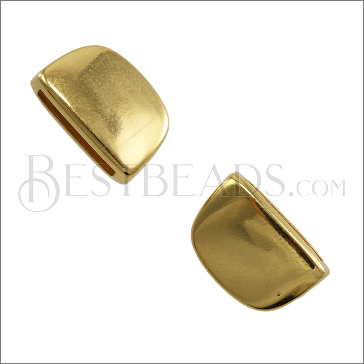10mm flat PLAIN end cap SHINY GOLD - 10 pcs