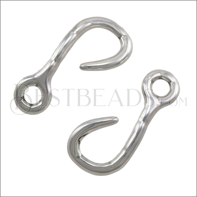 Multi Round RUSTIC FISH HOOK connector ANT SILVER - 10 pcs