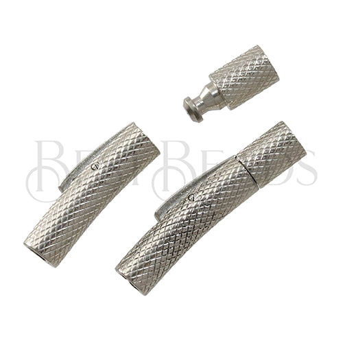 3mm TEXTURED Integral clasp ANT SILVER - 5pcs