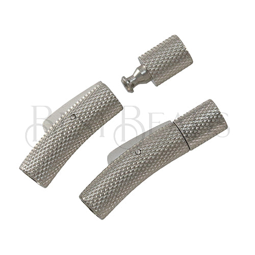 4mm TEXTURED Integral clasp ANT SILVER - 5pcs