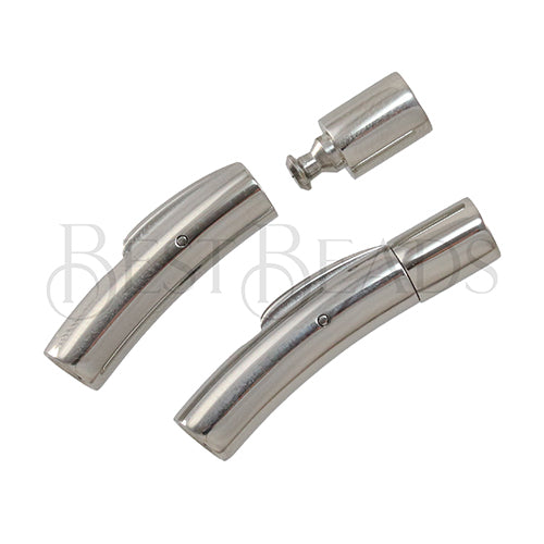 4mm SMOOTH Integral clasp ANT SILVER - 5pcs
