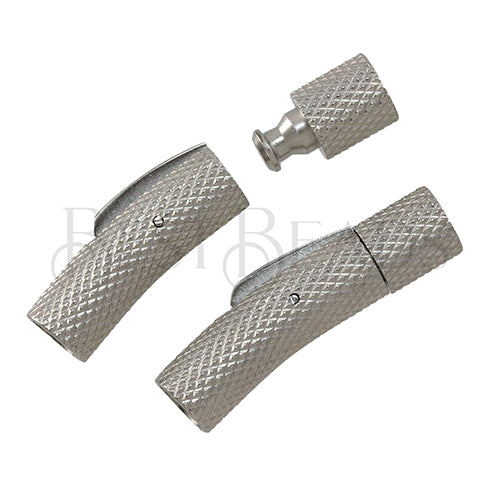 5mm TEXTURED Integral clasp ANT SILVER - 5pcs