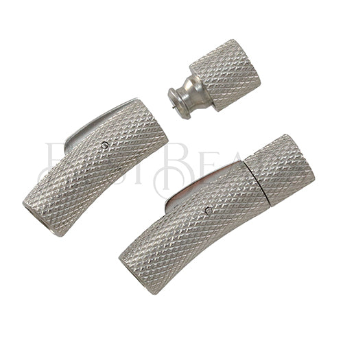 6mm TEXTURED Integral clasp ANT SILVER - 5pcs