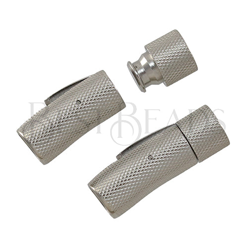 8mm TEXTURED Integral clasp ANT SILVER - 5pcs