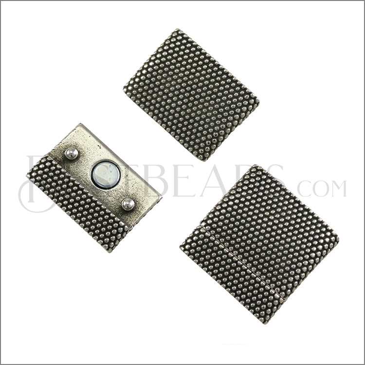 20mm flat DOTS magnetic clasp ANT SILVER - 5 pcs