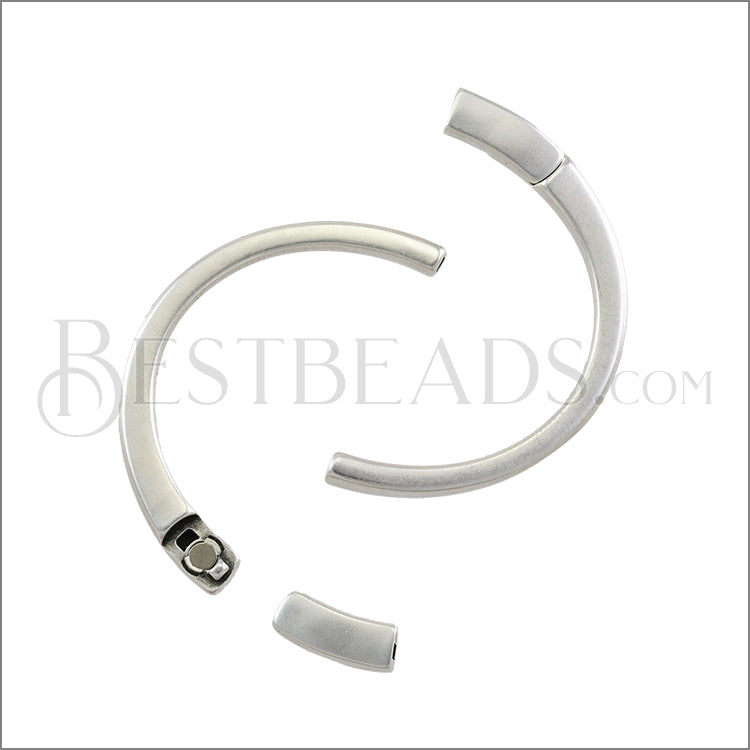 3mm flat HALF - CUFF magnetic clasp ANT SILVER - 5 pcs