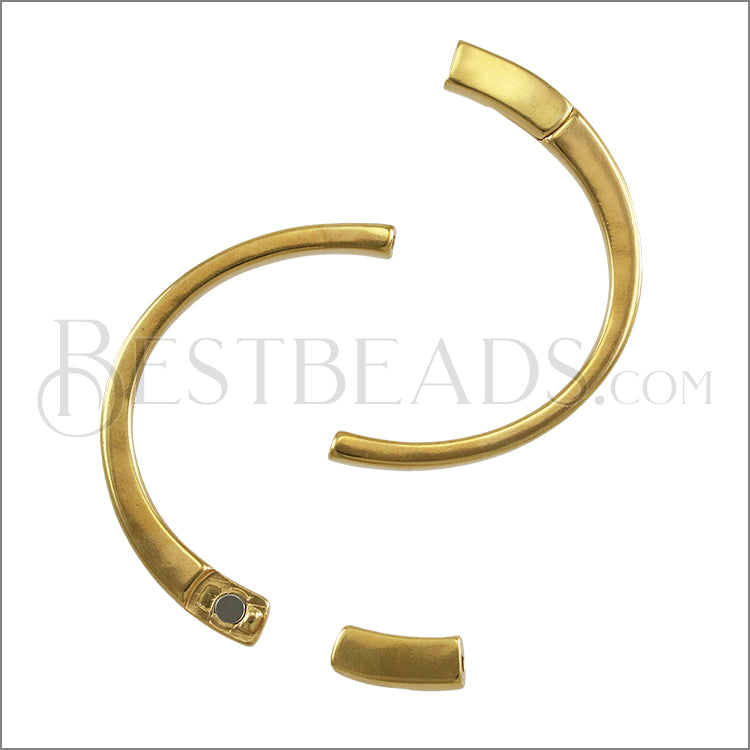 3mm flat HALF - CUFF magnetic clasp ANT SHINY GOLD - 5 pcs