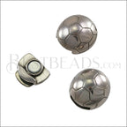 10mm flat SOCCER BALL magnetic clasp ANTIQUE SILVER - 10 clasps