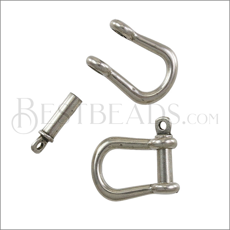 Multi SHACKLE PIN magnetic clasp ANTIQUE SILVER - 10 clasps