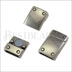 10mm flat RIVET magnetic clasp ANT SILVER - 10 clasps