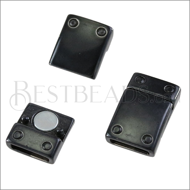 10mm flat RIVET magnetic clasp GUN METAL - 10 clasps
