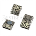 10mm flat HEART magnetic clasp ANT SILVER - 10 clasps