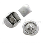 10mm flat FLEUR DE LIS STAMP magnetic clasp ANTIQUE SILVER - 10 clasps