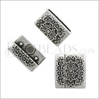 20mm flat BAROQUE magnetic clasp ANTIQUE SILVER - 5 clasps