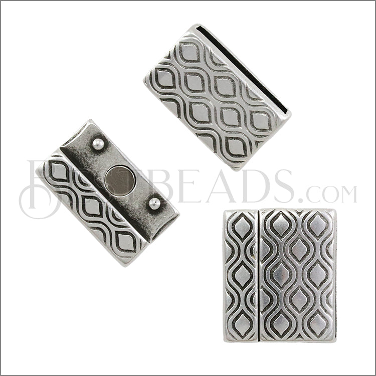 20mm flat BOHEMIAN magnetic clasp ANTIQUE SILVER - 5 clasps