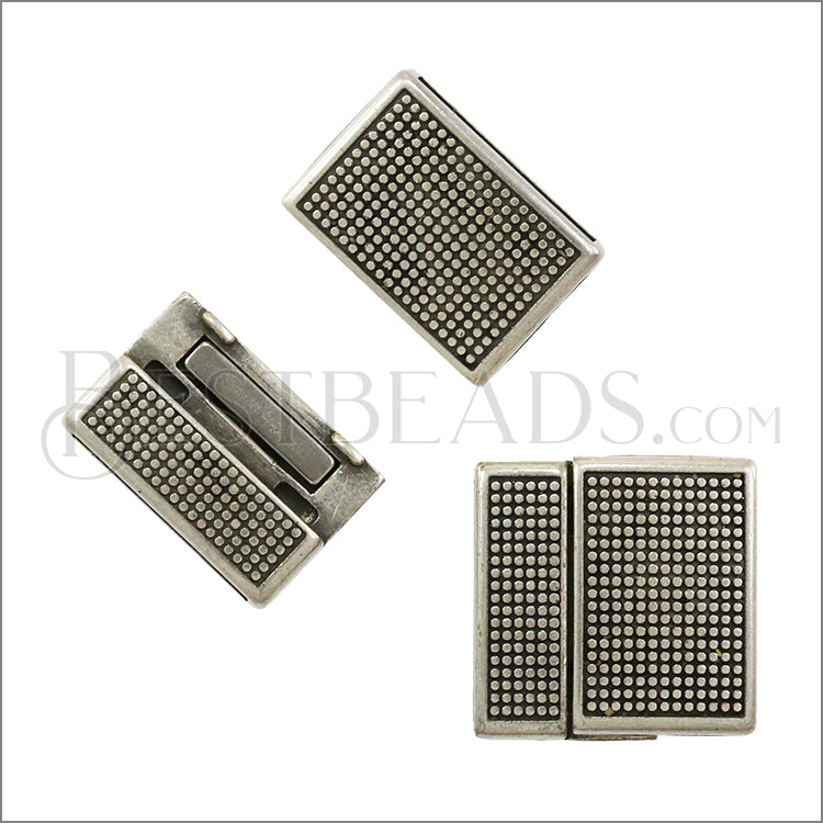 20mm flat POLKA DOT magnetic clasp ANTIQUE SILVER - 5 clasps