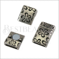 10mm flat FLOWER magnetic clasp ANT SILVER - 10 clasps