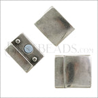 20mm flat RECTANGLE magnetic clasp ANT SILVER - 5 clasps