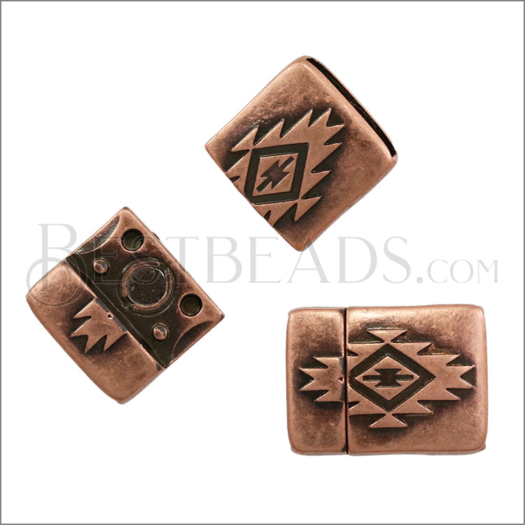 15mm flat SOUTHWESTERN magnetic clasp ANT COPPER - 5 clasps