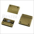 20mm flat RIVET magnetic clasp ANT BRASS - 5 clasps