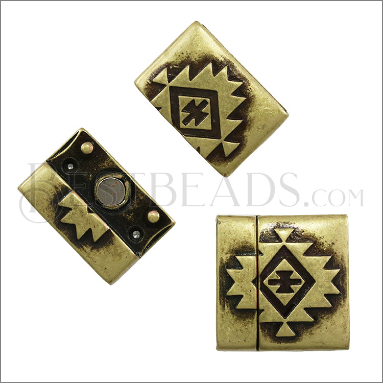 20mm flat SOUTHWESTERN magnetic clasp ANT BRASS - 5 clasps