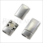 5mm flat LEATHER + HEADPIN magnetic clasp ANT SILVER - 10 clasps