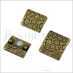 20mm flat SWIRL magnetic clasp ANT BRASS - 5 clasps