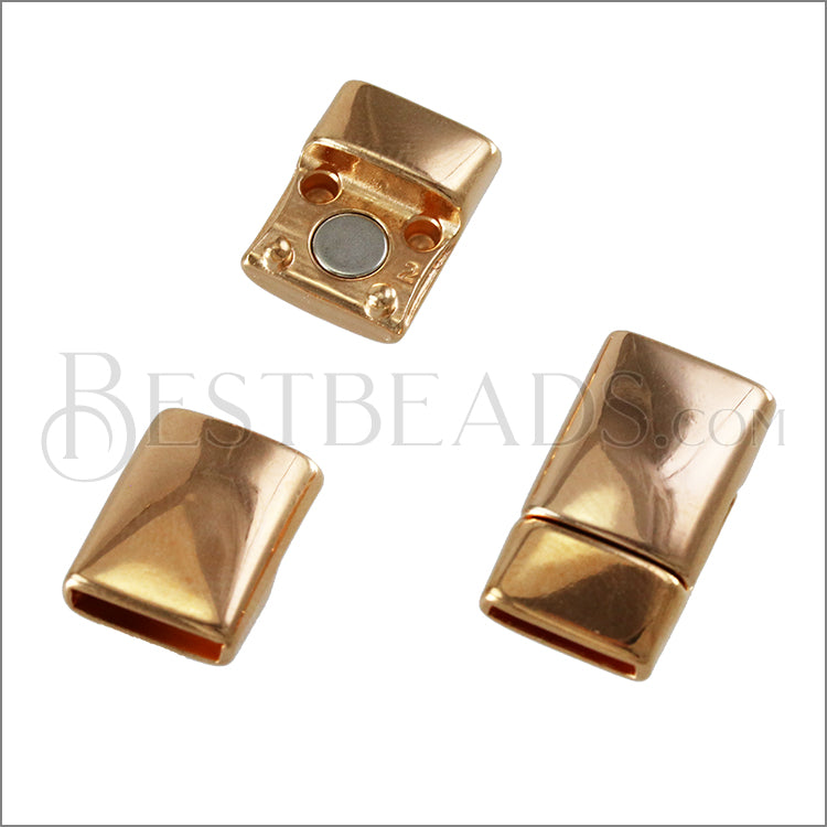 10mm flat ROUNDED magnetic clasp ROSE GOLD - 10 clasps