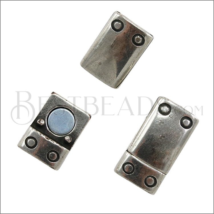6mm flat RIVET MAGNETIC CLASP ANT SILVER - 10 pcs