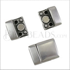13mm flat ROUNDED magnetic clasp ANT SILVER - 10 clasps