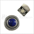 10mm flat ROUND DOTTED CHAIN BLUE LAPIS magnetic clasp ANT SILVER - 5 clasps