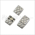 10mm flat HAMMERED magnetic clasp ANT SILVER - 5 clasps per bag