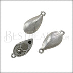 Small LOOP MUSSEL SHELL magnetic clasp ANT SILVER - 10 clasps