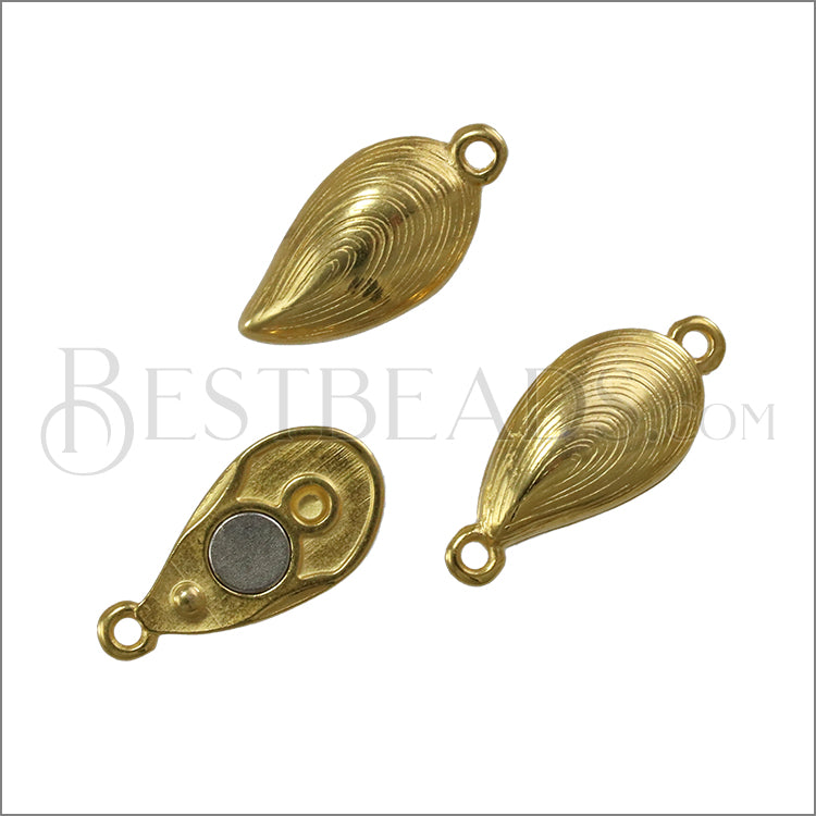 Small LOOP MUSSEL SHELL magnetic clasp GOLD - 10 clasps